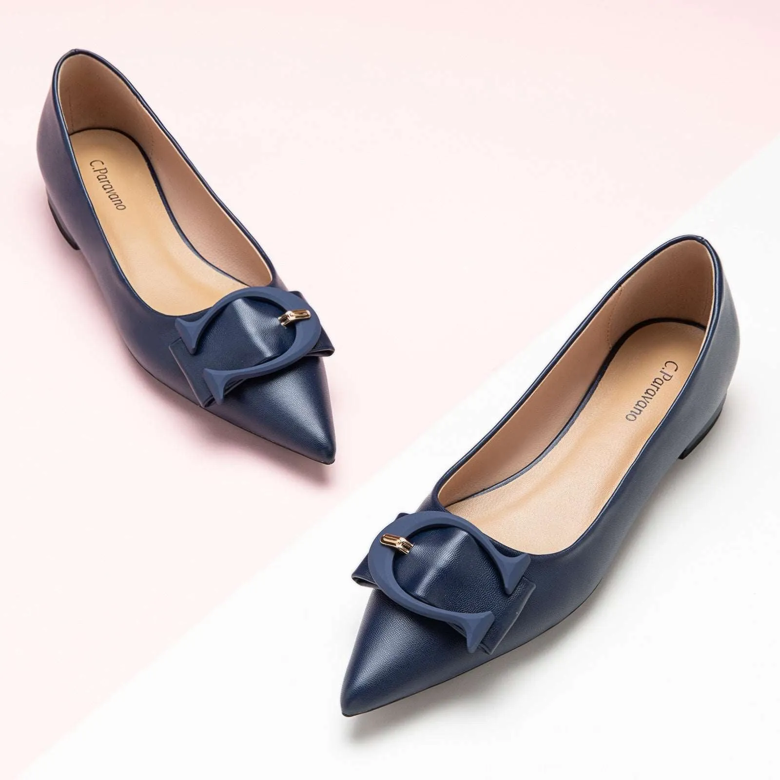 C Buckled Pointed Toe Flats