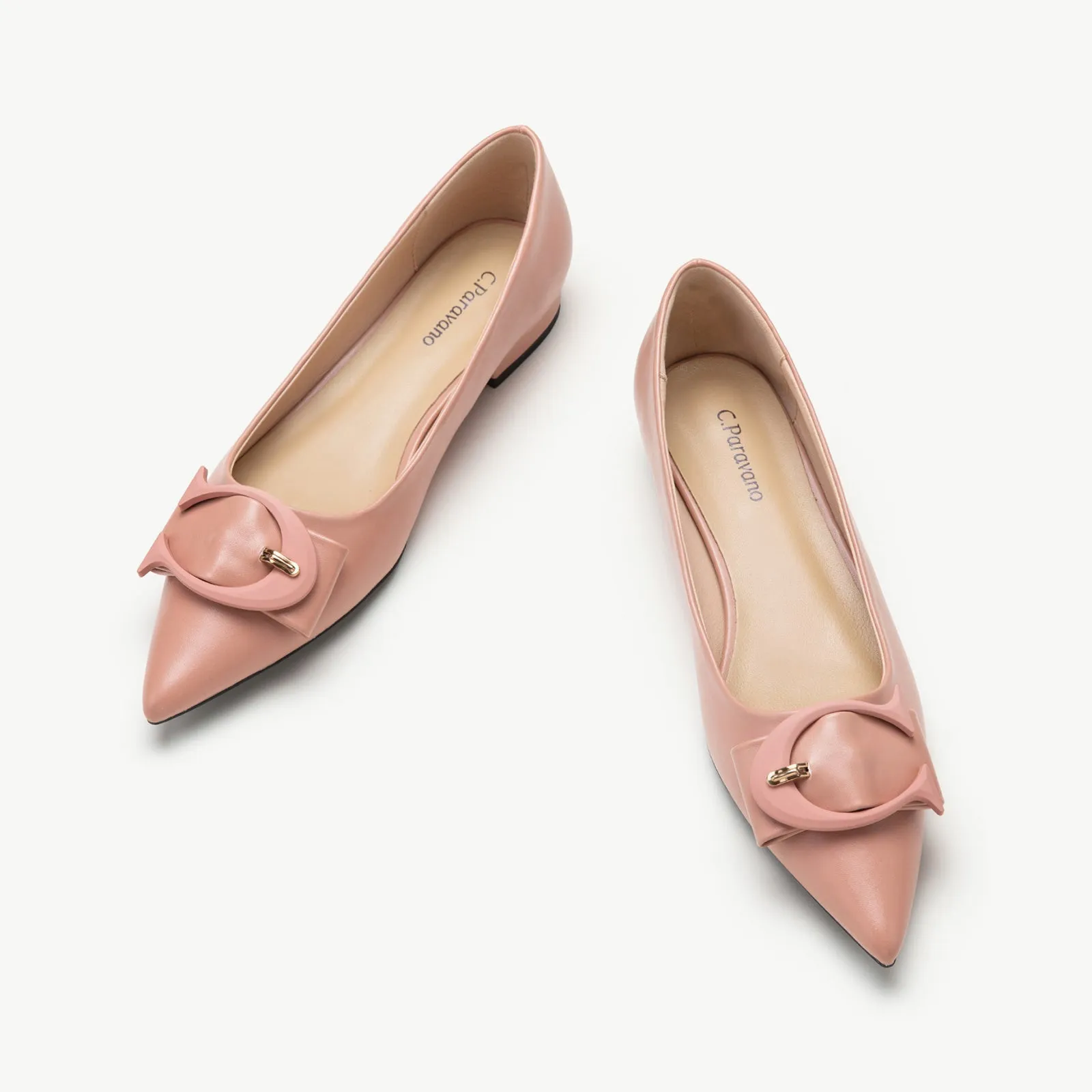 C Buckled Pointed Toe Flats