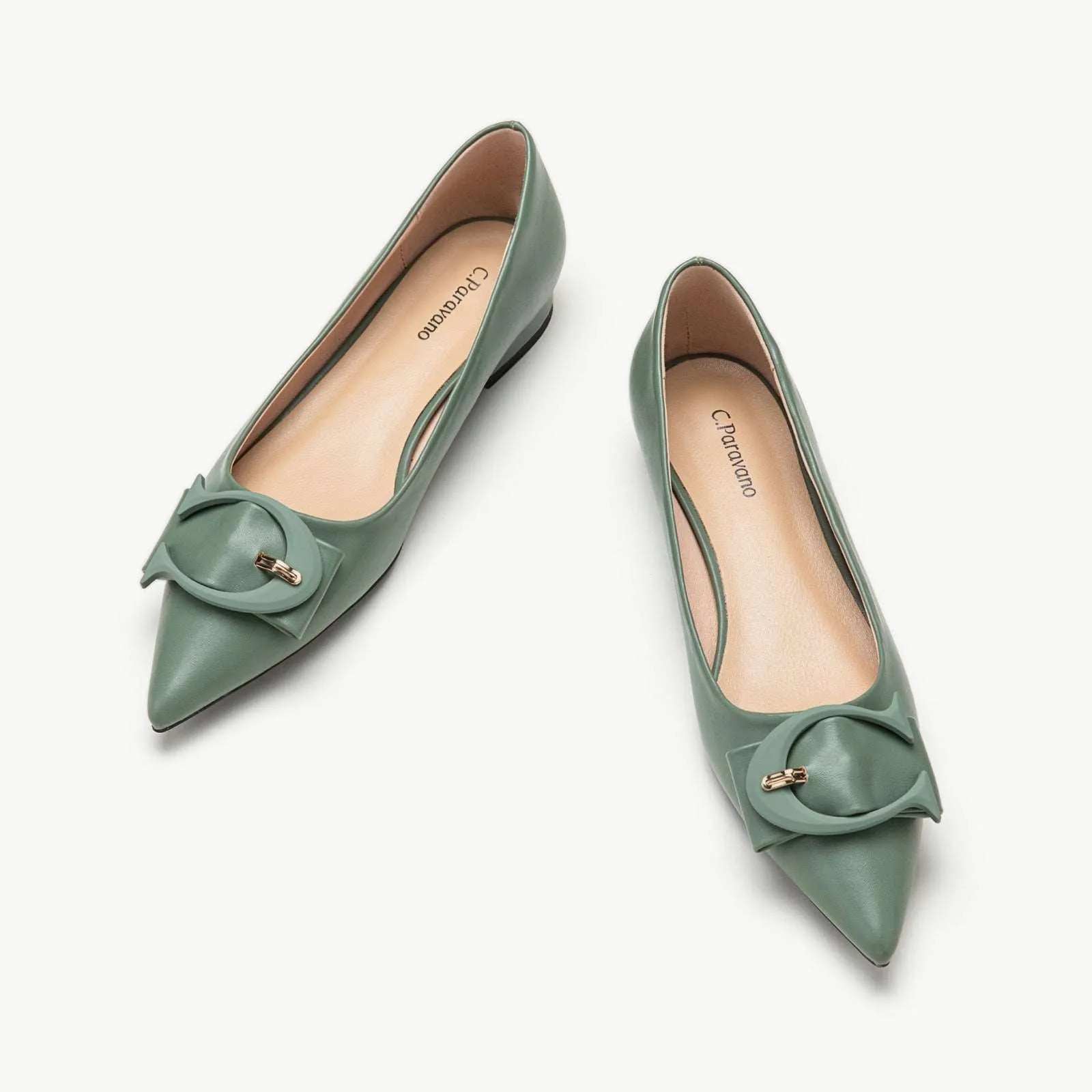 C Buckled Pointed Toe Flats