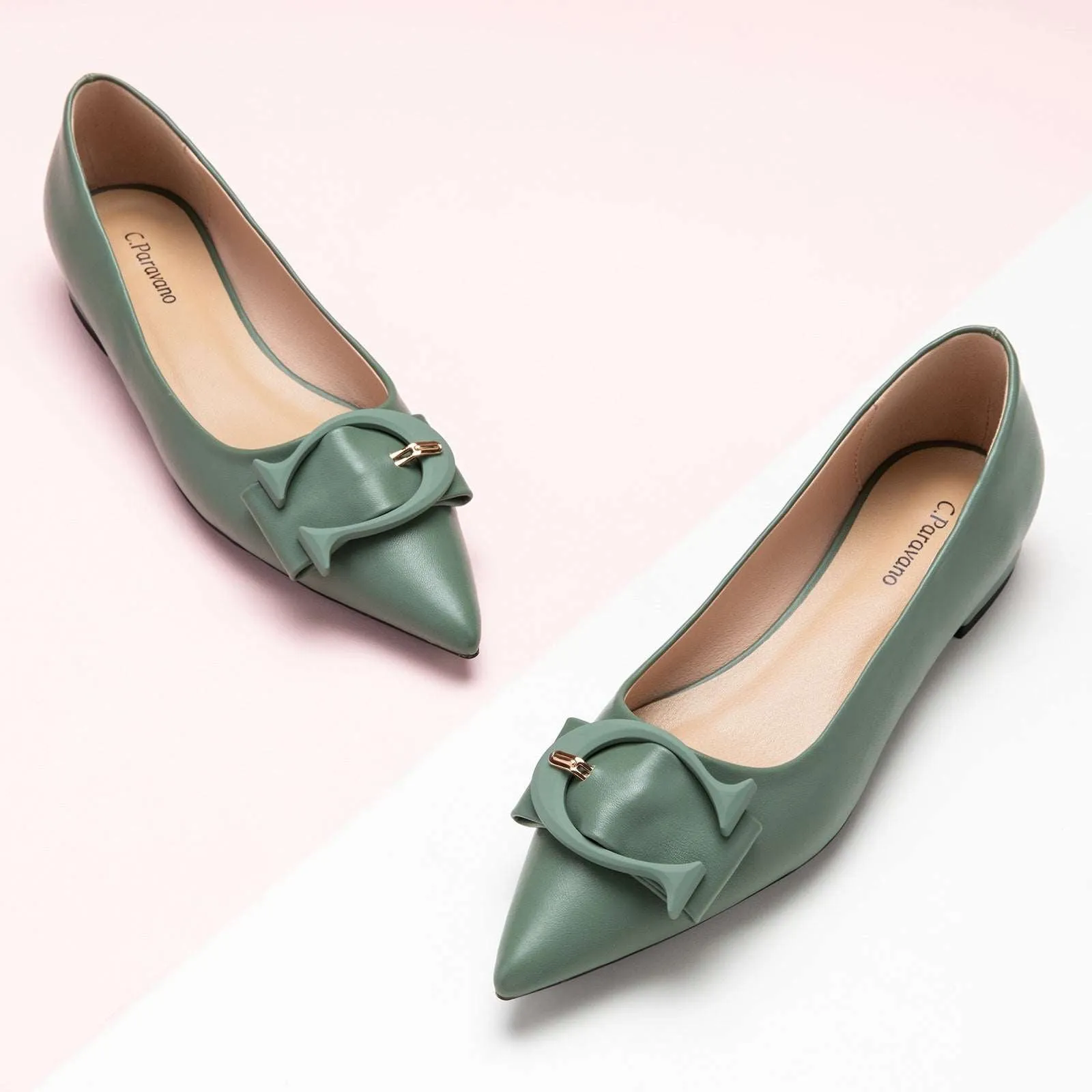 C Buckled Pointed Toe Flats