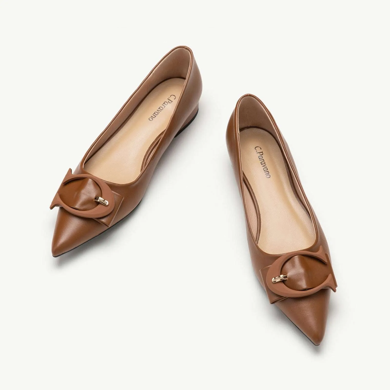 C Buckled Pointed Toe Flats