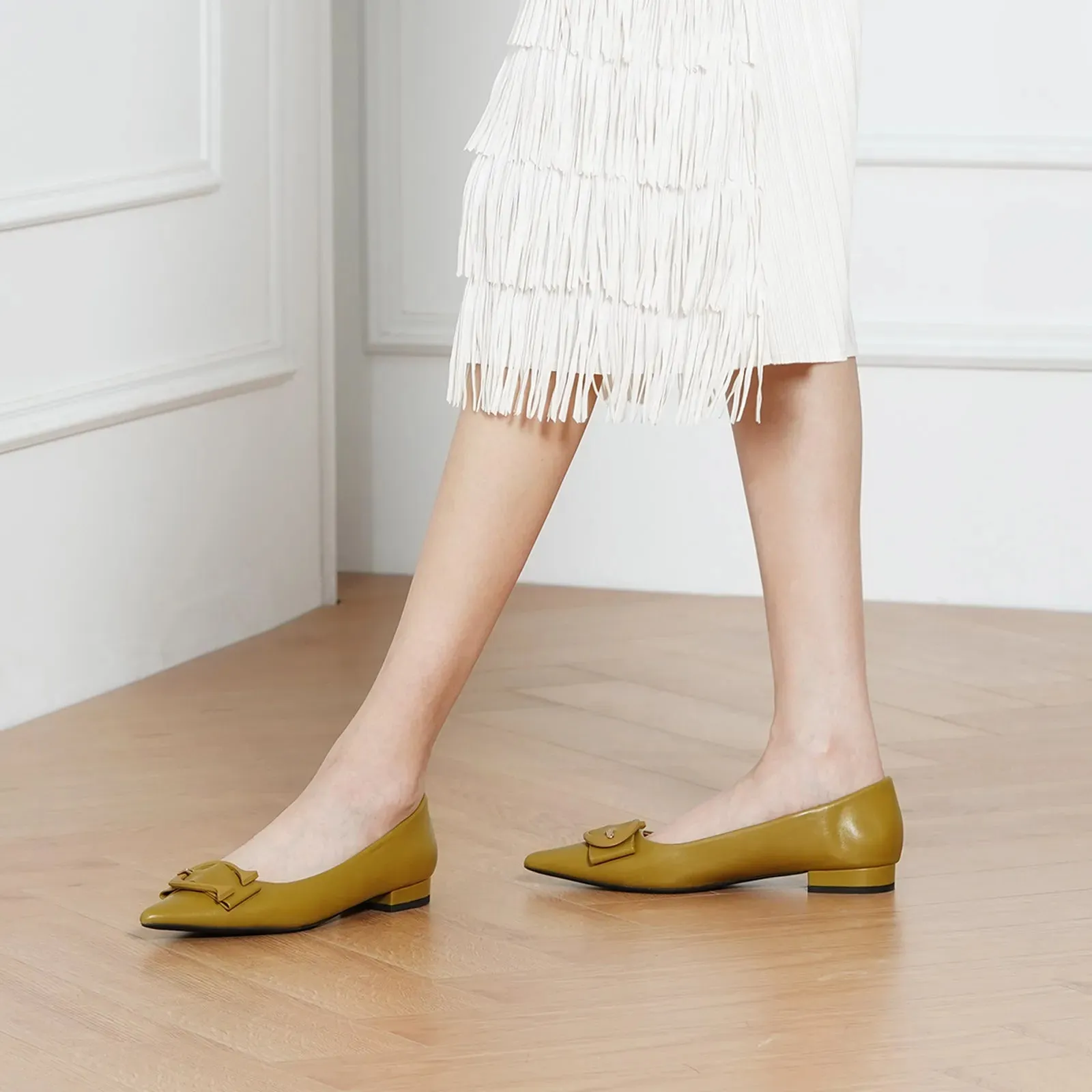 C Buckled Pointed Toe Flats