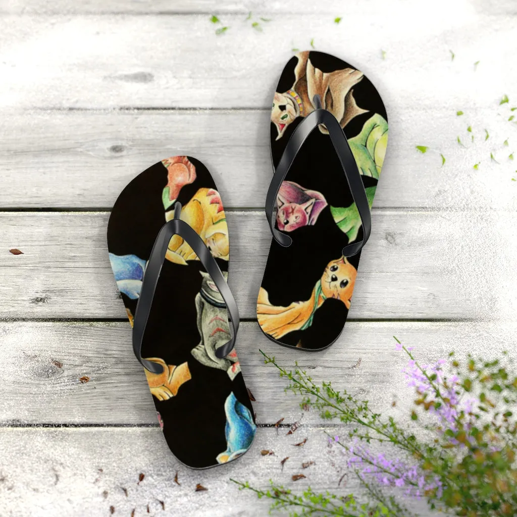 Cat Pattern Flip Flops