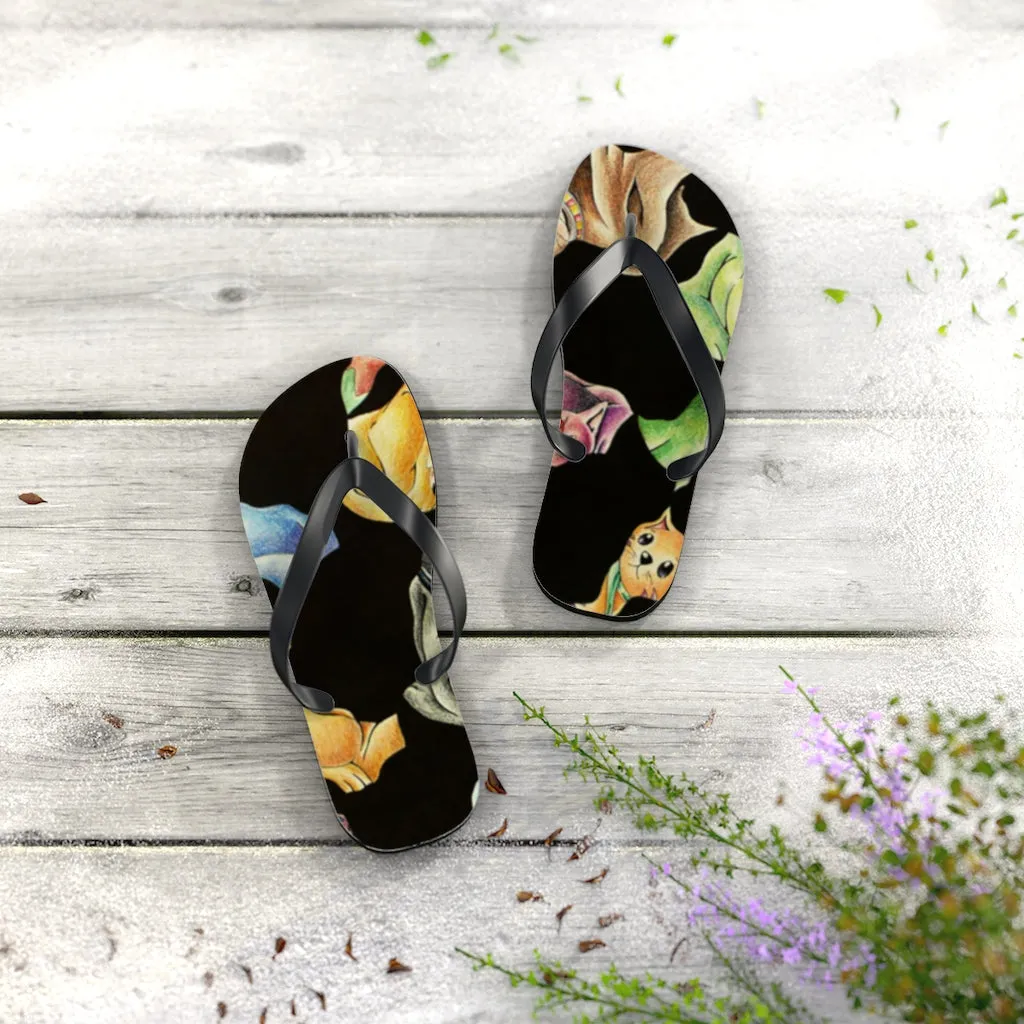 Cat Pattern Flip Flops