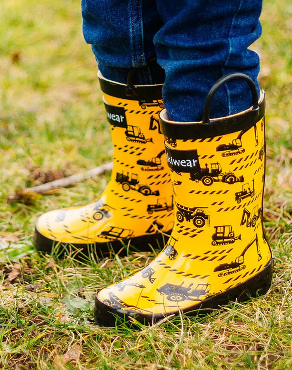 CHILDREN’S RUBBER RAIN BOOTS, CONSTRUCTION VEHICLES