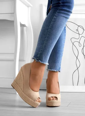 CLEO - Espadrillas Alexoo beige scamosciate con zeppa