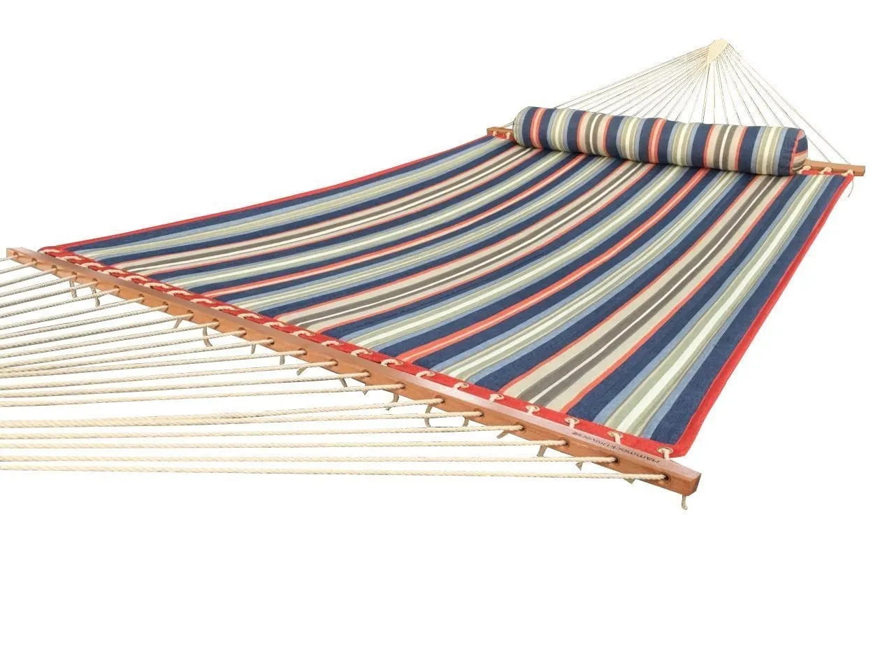 Deluxe Quilted Hammock with Wicker Stand