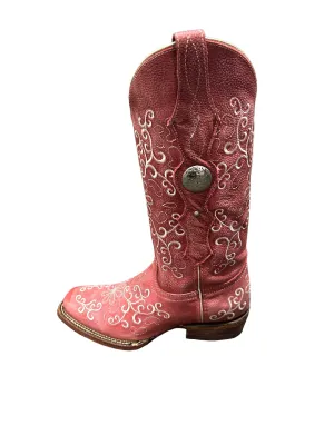 Ferrini Ladies Bella Handcrafted Red Cowboy Boots Square Toe