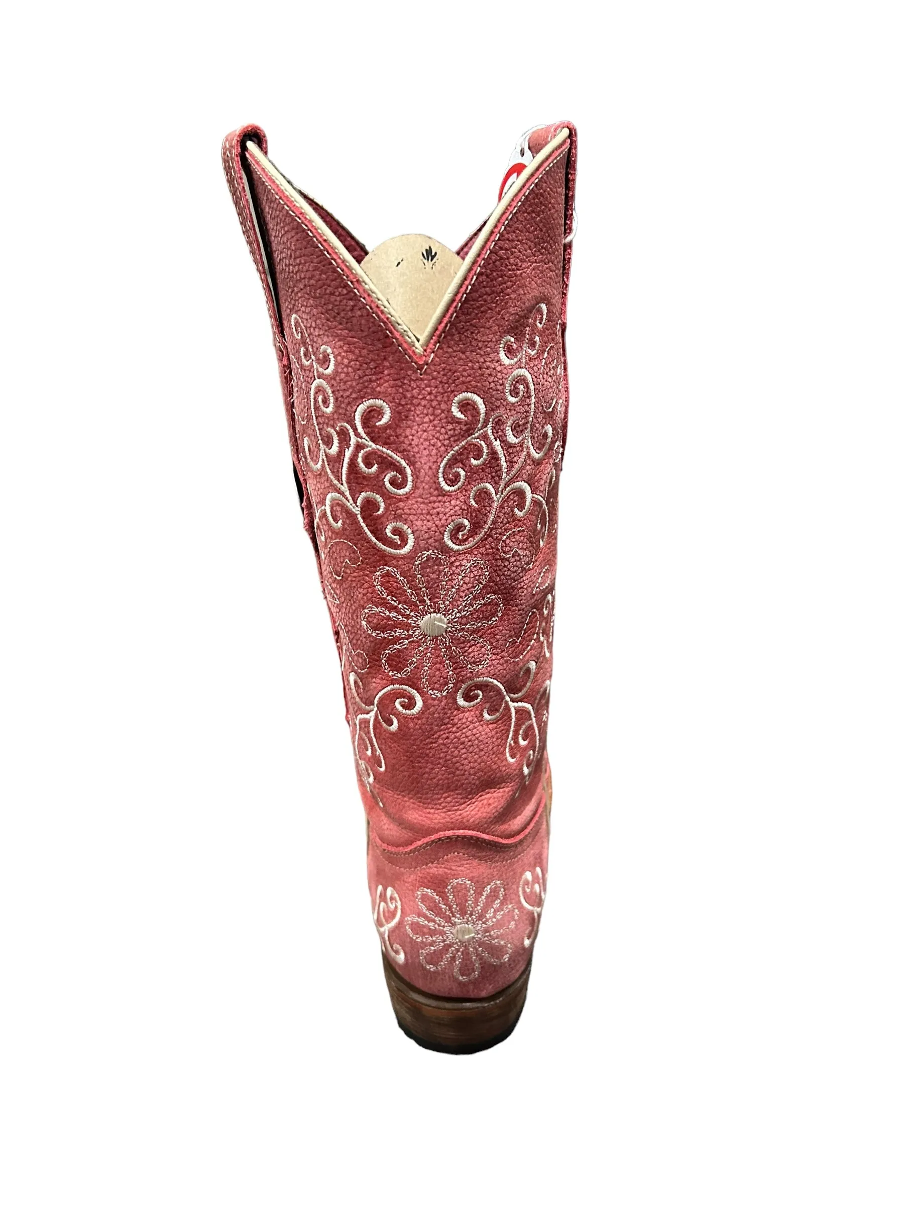 Ferrini Ladies Bella Handcrafted Red Cowboy Boots Square Toe