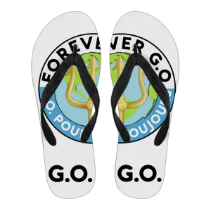 Forever G.O. Men's Flip Flops With Globe Crest Logo and G.O. on the Heal