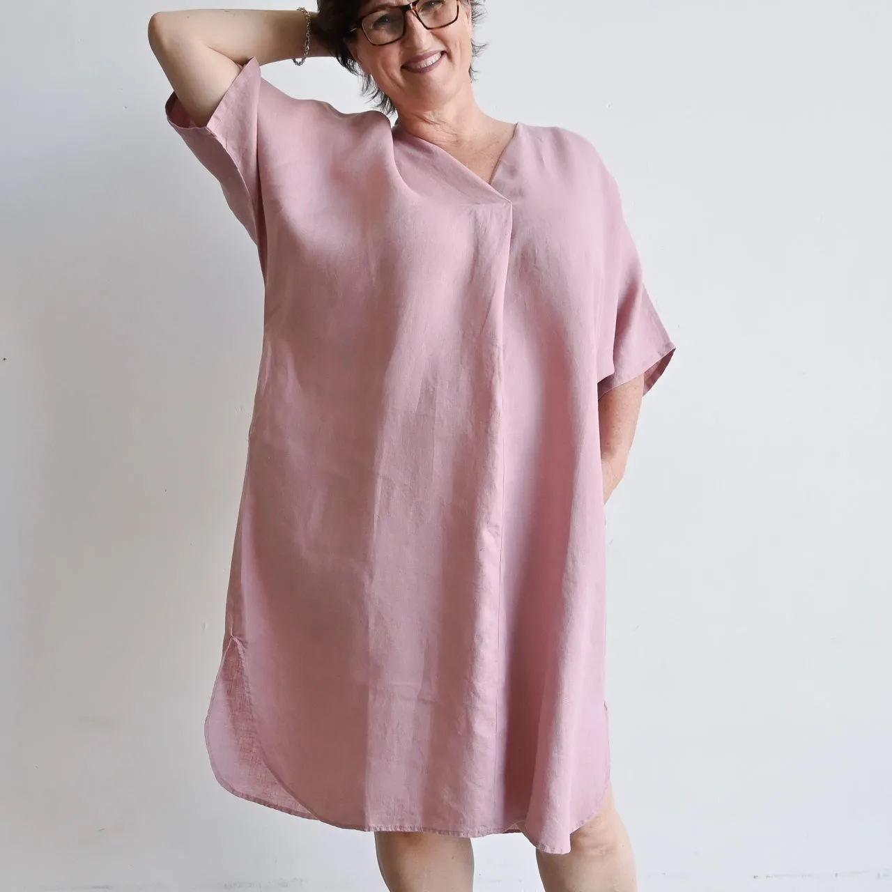 Kobomo Linen Kaftan Dress - Heather Pink