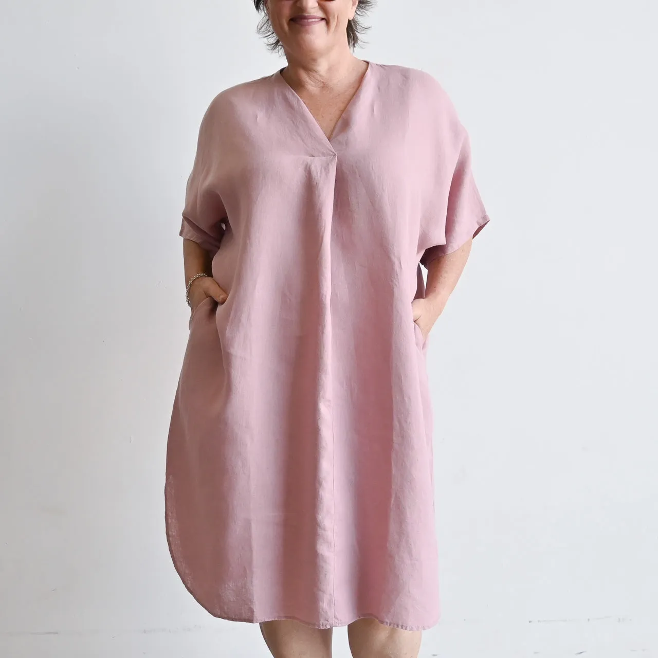 Kobomo Linen Kaftan Dress - Heather Pink