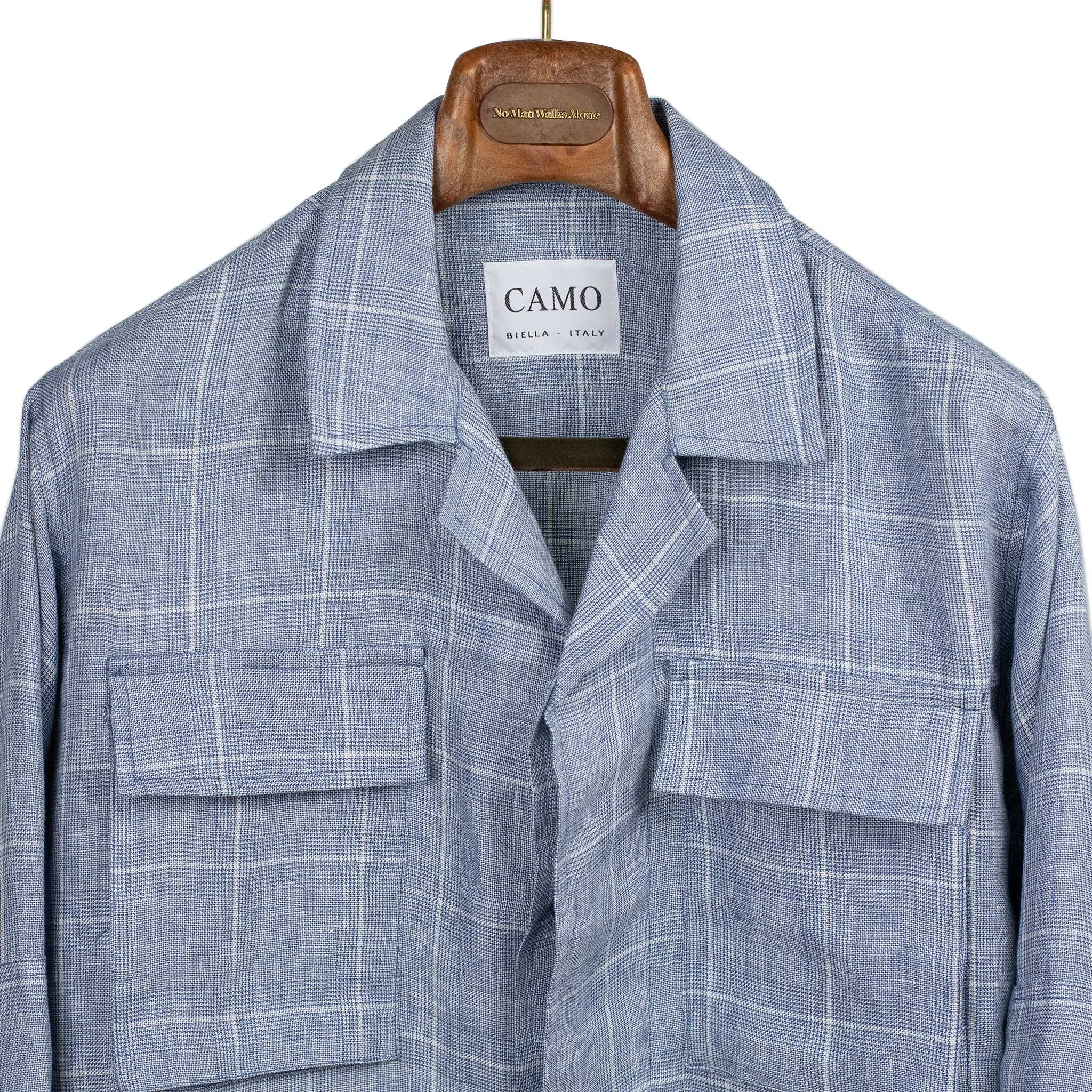 Marengo desert jacket in light blue checked linen