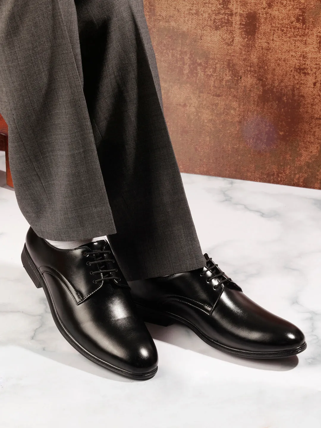 Optimized Product Title: Mens Classic Black Round Toe Lace-Up Formal Shoes - Elegant and Versatile Footwear for Any Occasion