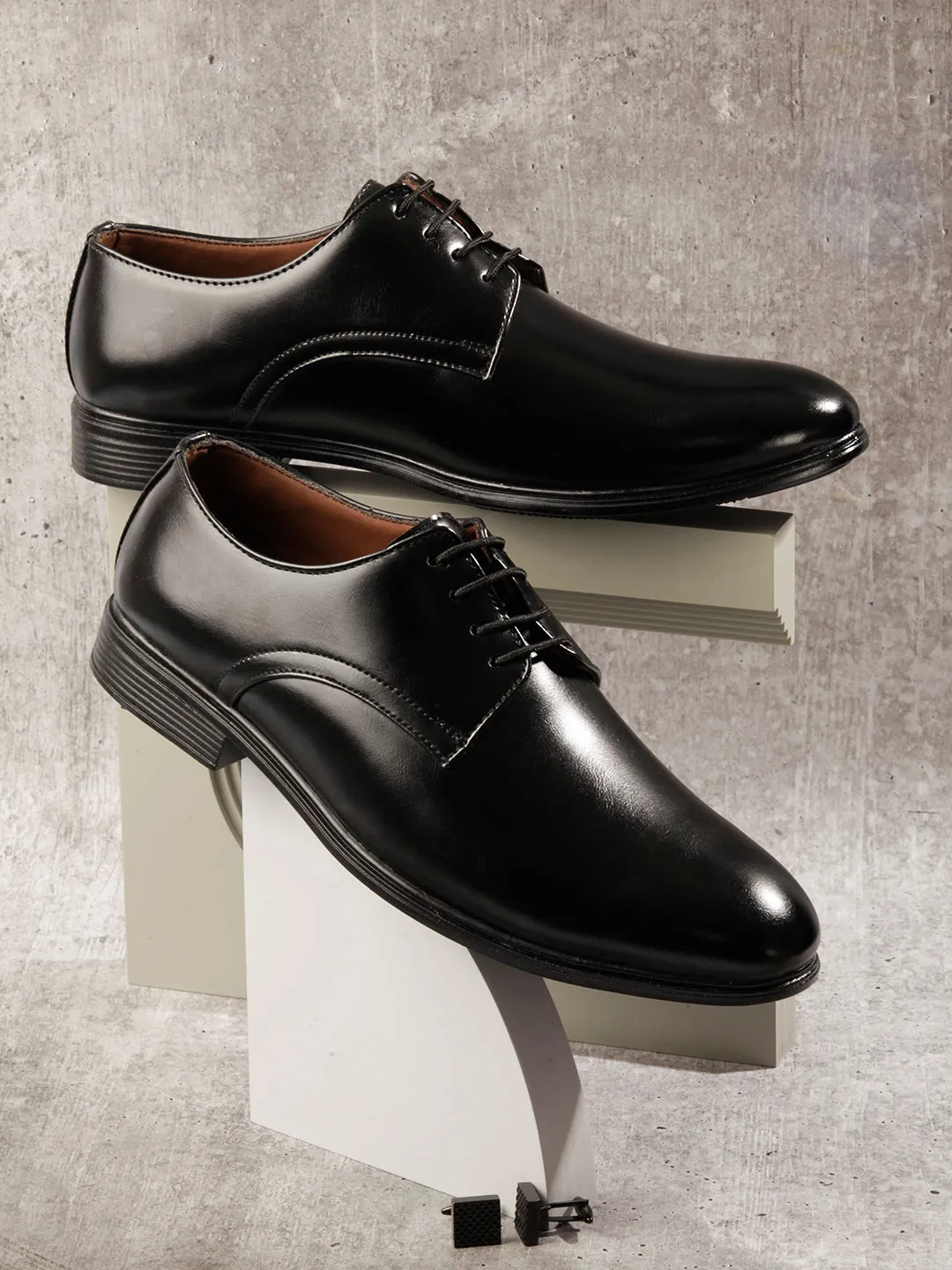 Optimized Product Title: Mens Classic Black Round Toe Lace-Up Formal Shoes - Elegant and Versatile Footwear for Any Occasion