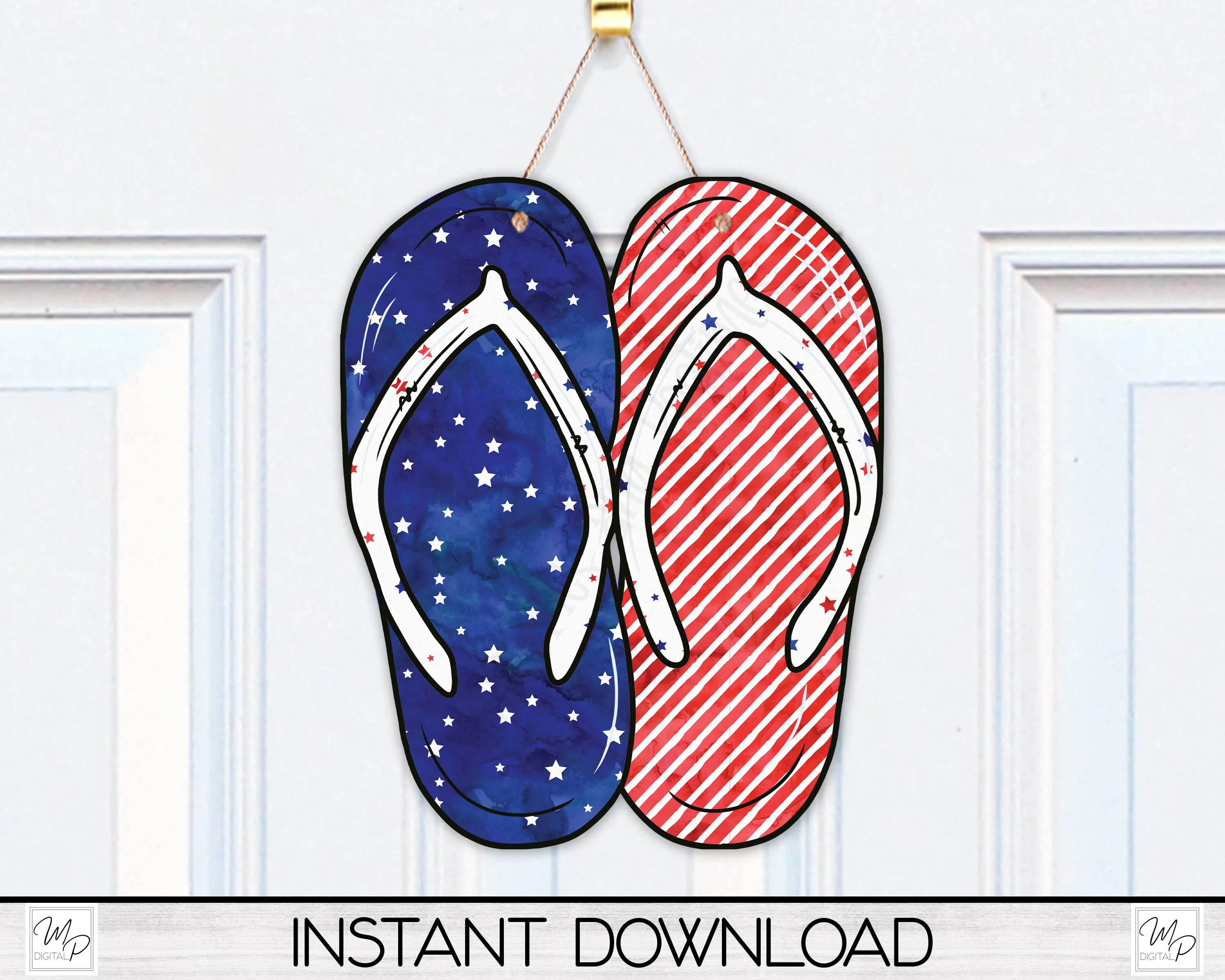 Patriotic Double Flip Flop PNG Design for Sublimation of Signs, Keychains, Digital Download