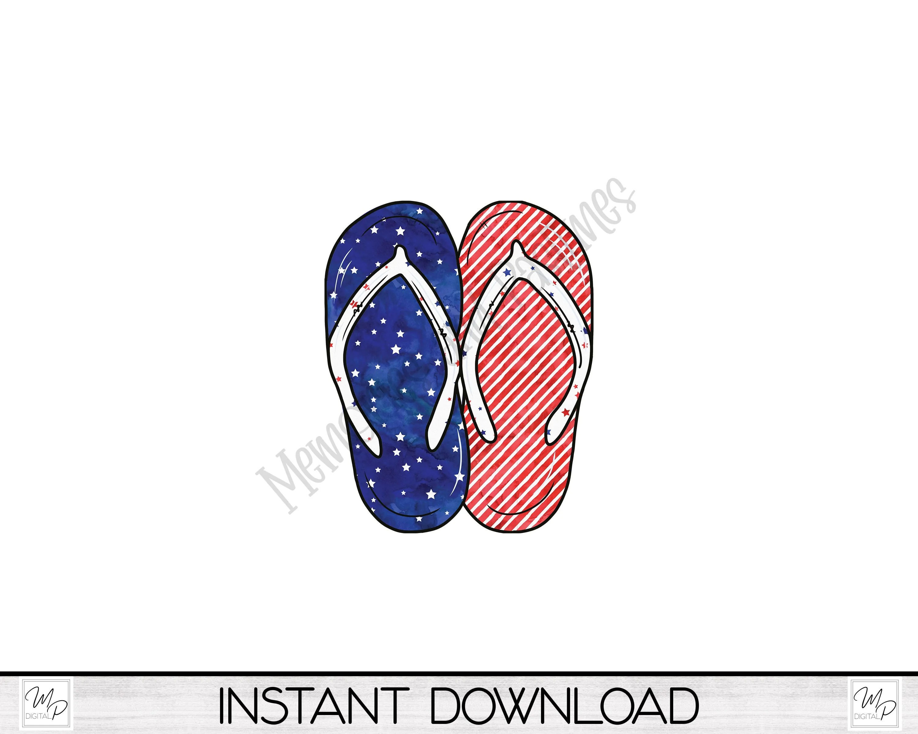 Patriotic Double Flip Flop PNG Design for Sublimation of Signs, Keychains, Digital Download