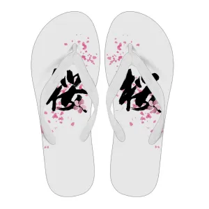 "Sakura" Kanji Flip Flops - Womens