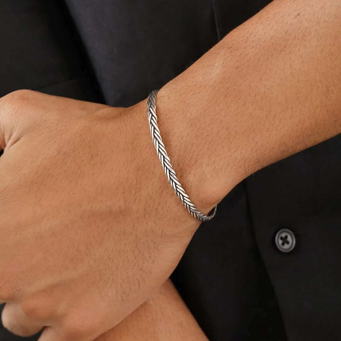 Sophisticated 925 Sterling Silver Men's Cuff Bracelet